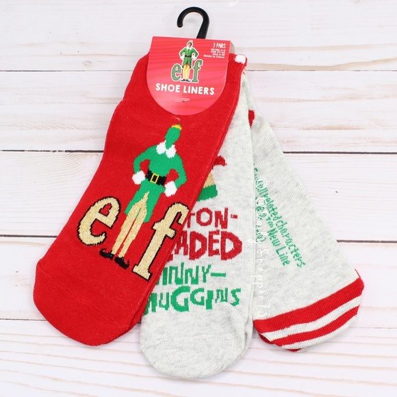 Elf Accessories - Elf the Movie Women's "I'm A Cotton Headed Ninny Muggins" Socks - Set of 3